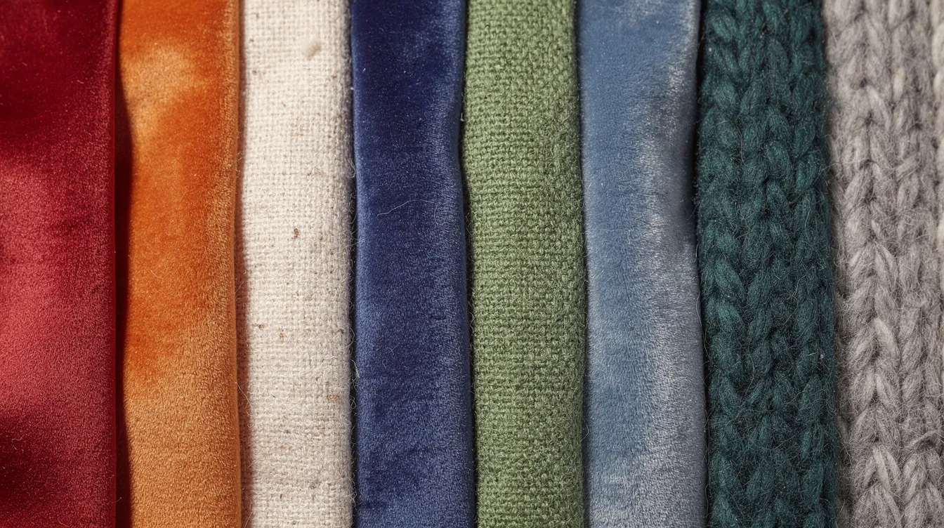 Die Nahaufnahme zeigt eine Vielzahl von Stoffproben und Textilien in lebhaften Farben, die für Modeartikel in einem Online-Shop wie Shein geeignet sind. Die unterschiedlichen Texturen und Muster bieten eine interessante Auswahl für Kunden, die online shoppen möchten.