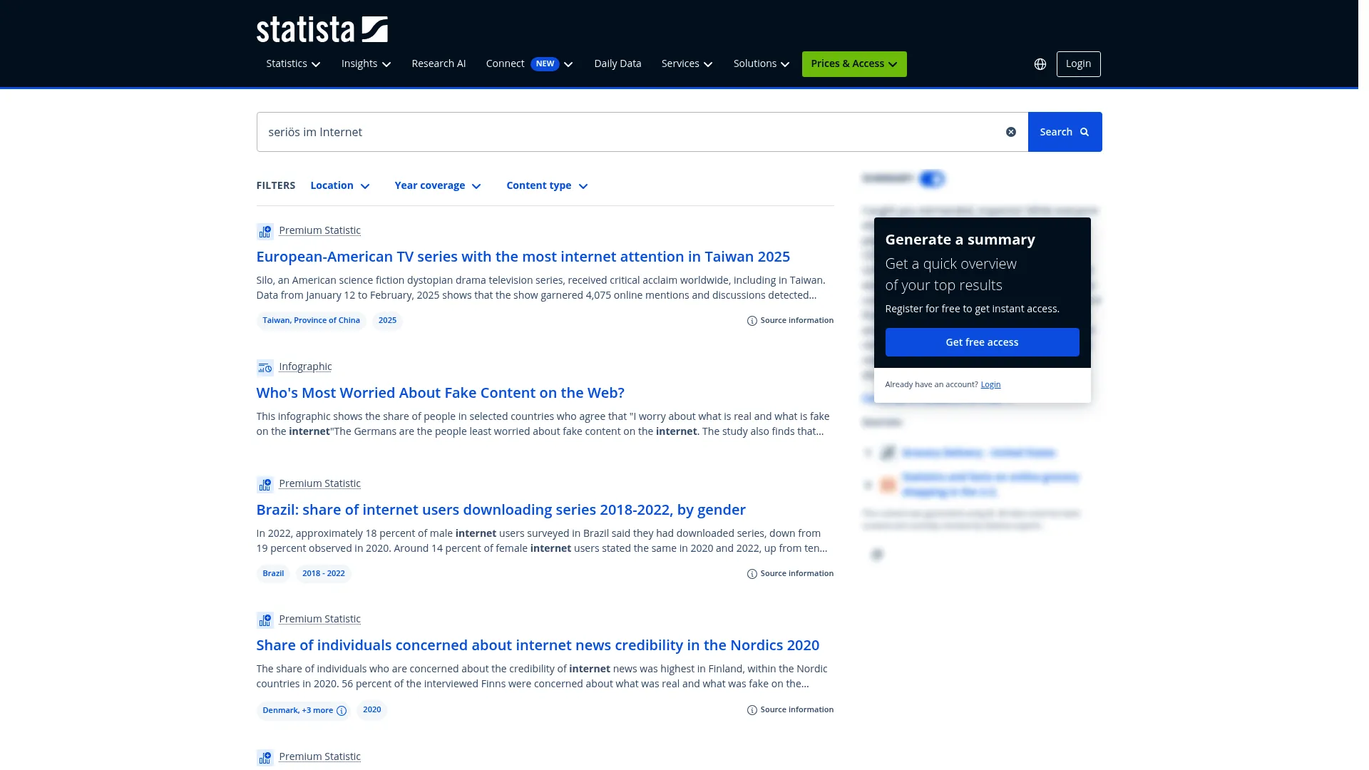 Screenshot of www.statista.com