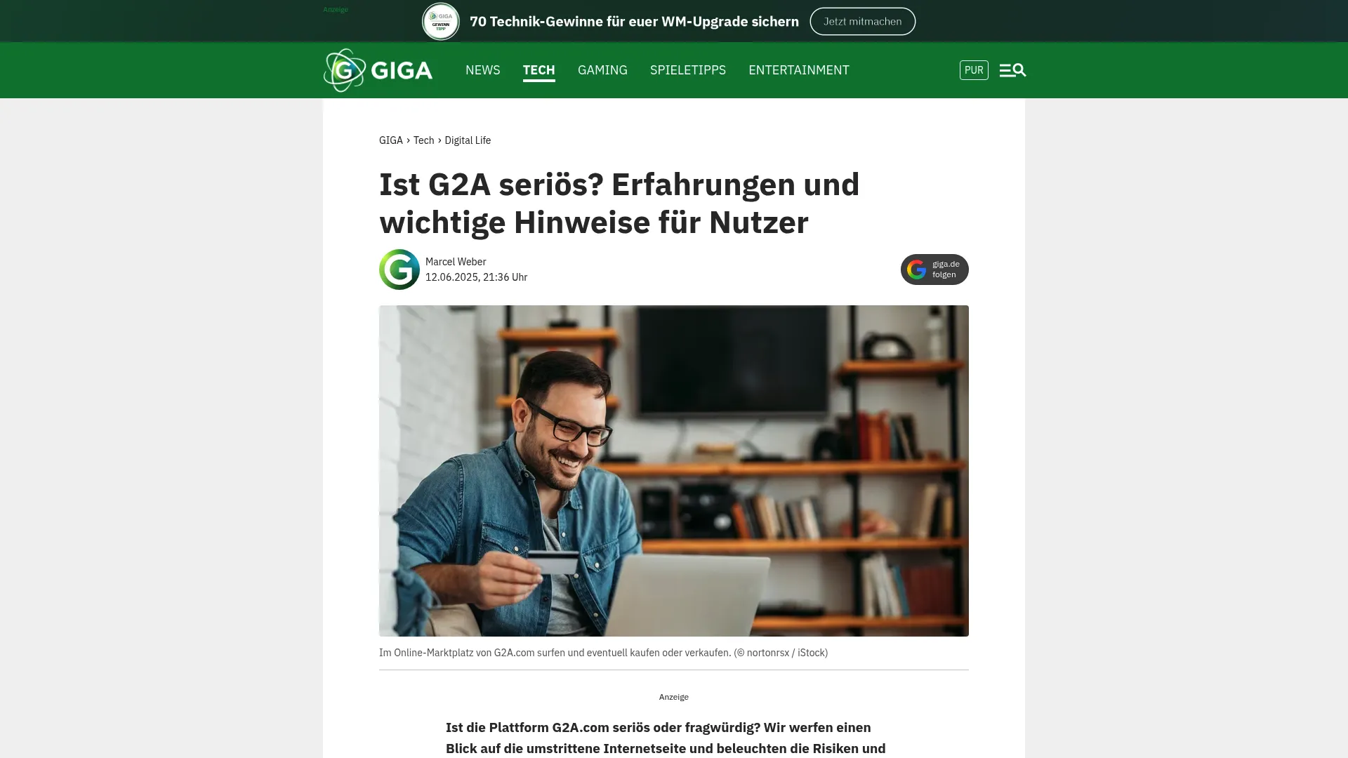 Screenshot of www.giga.de