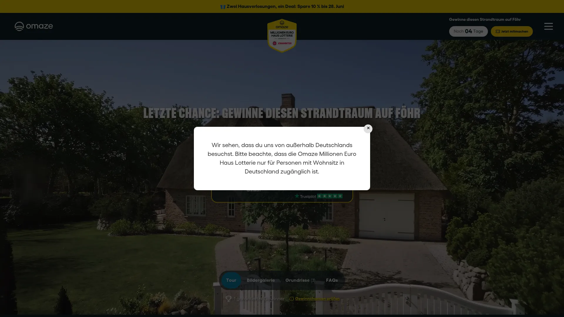 Screenshot of omaze.de